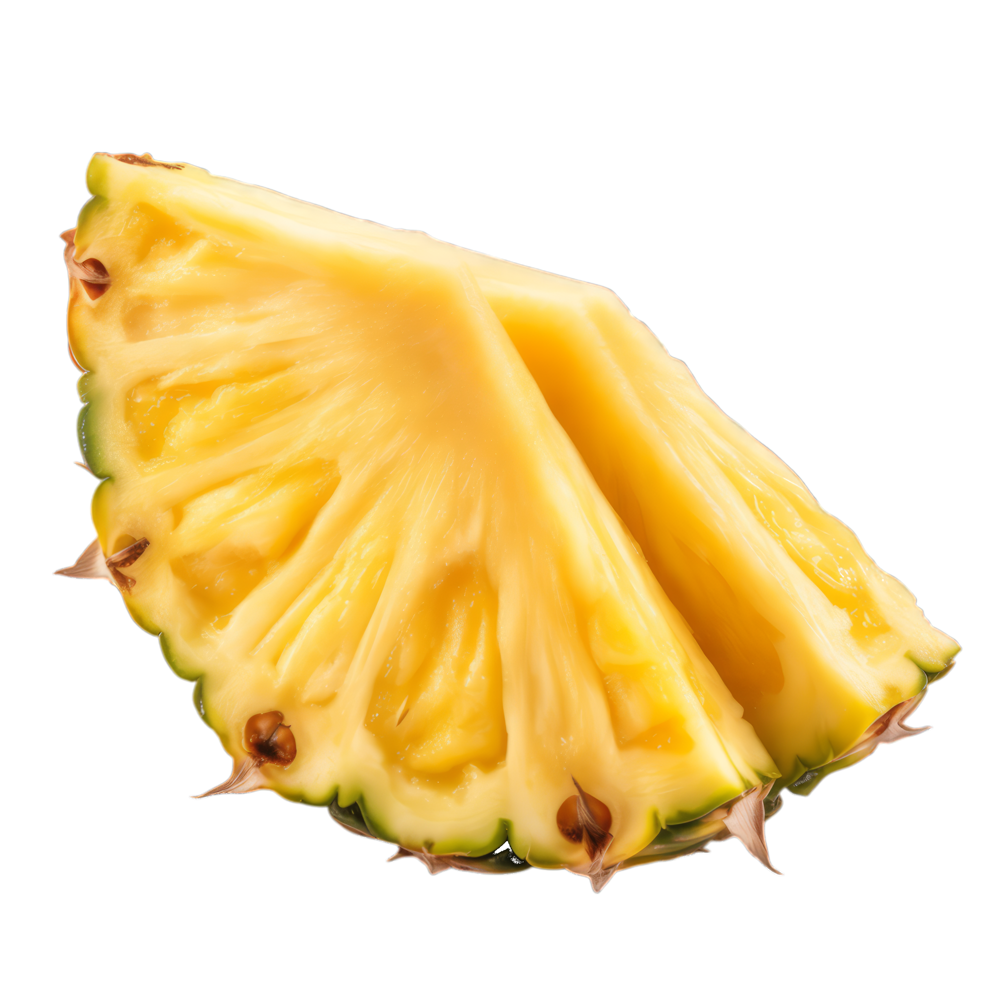 Two Slices of Fresh Pineapple on White Background isolated on a transparent background